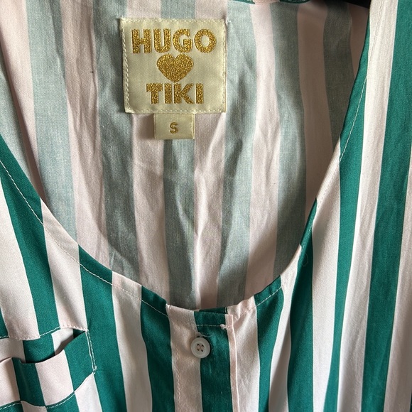 Adorable kelly green and light pink striped sundress with pockets! Like new! - Picture 2 of 7